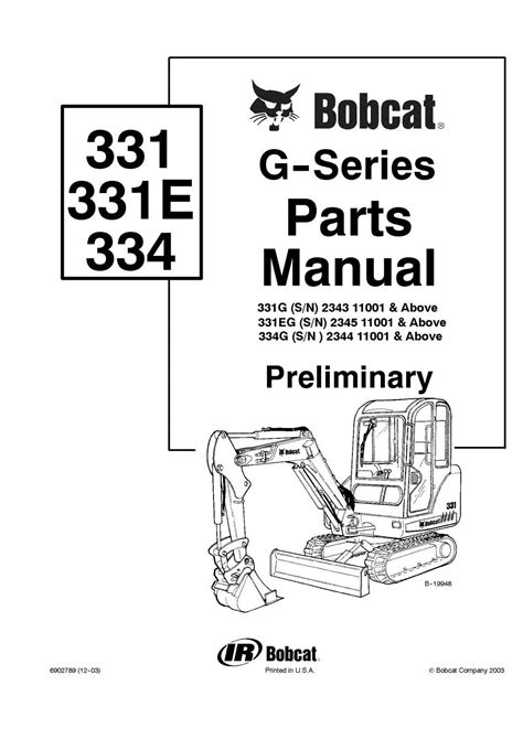 bobcat 331g parts diagram